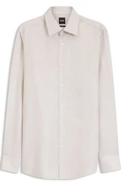 Slim-Fit Hemd aus Twill aus einem Leinen-Mix