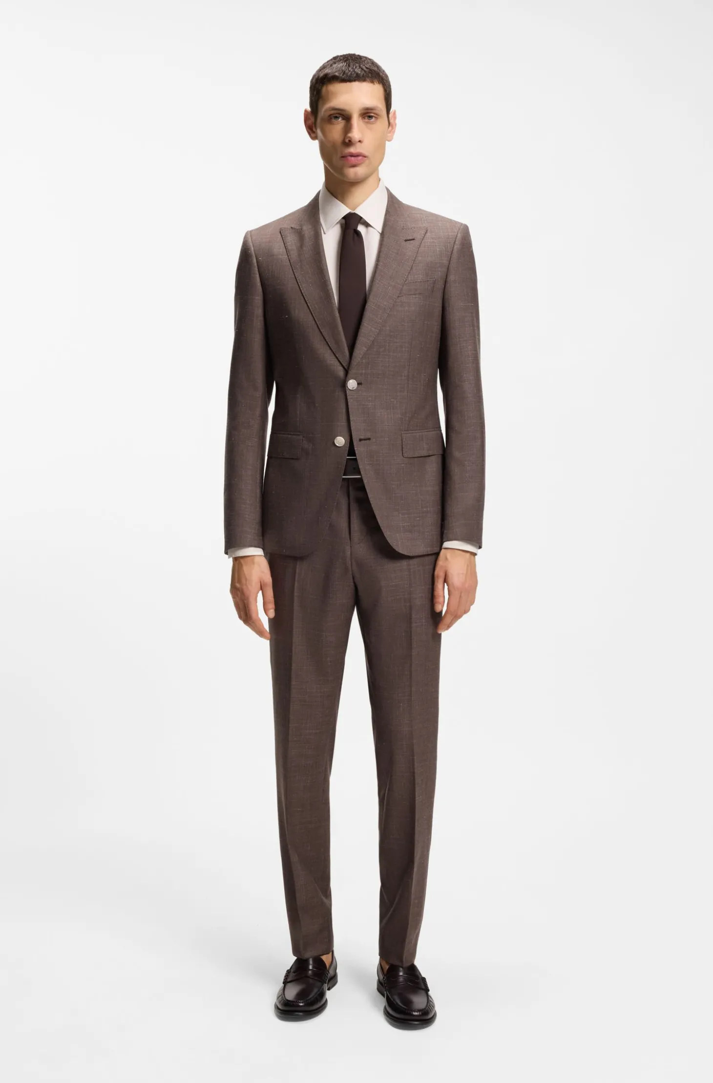 Slim-Fit Hemd aus Twill aus einem Leinen-Mix