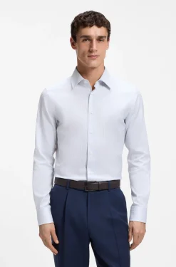Slim-Fit Hemd mit Streifen aus in Italien gefertigter Baumwolle