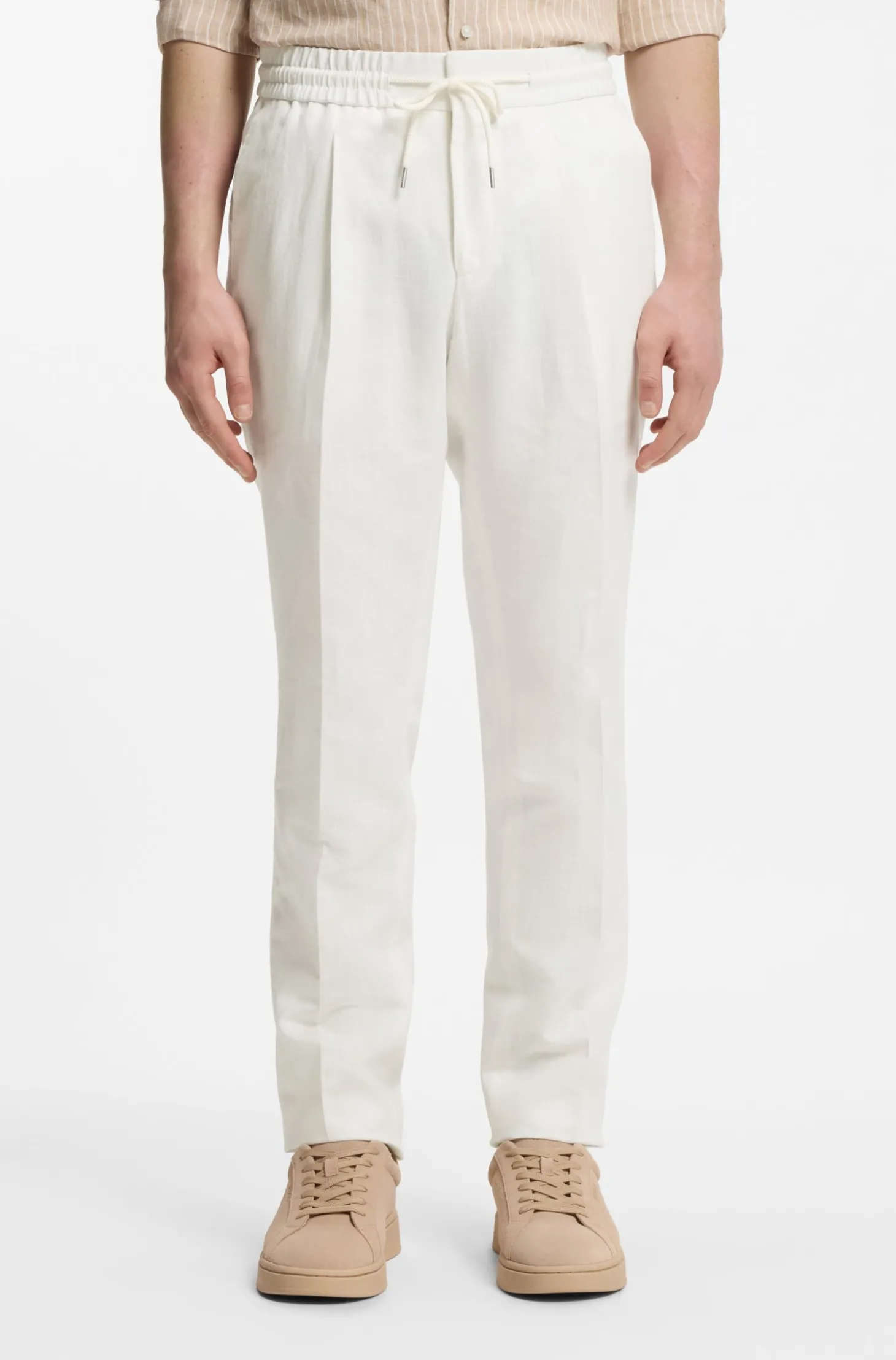 Slim-Fit Hose aus Baumwolle mit Leinen