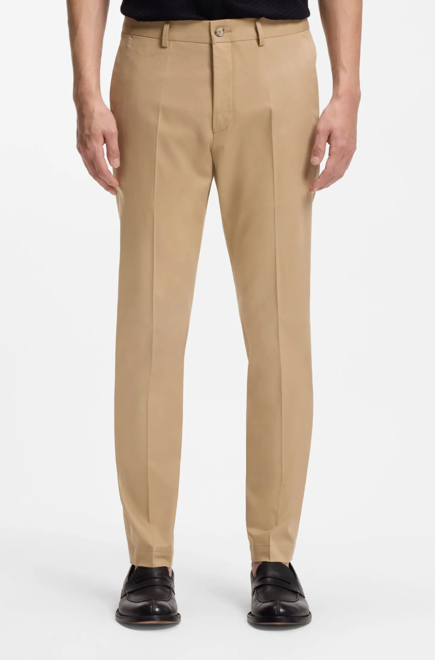 Slim-Fit Hose aus Baumwolle, Seide und Stretch