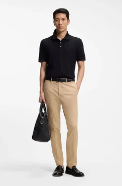 Slim-Fit Hose aus Baumwolle, Seide und Stretch