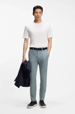 Slim-Fit Hose aus Baumwolle, Seide und Stretch
