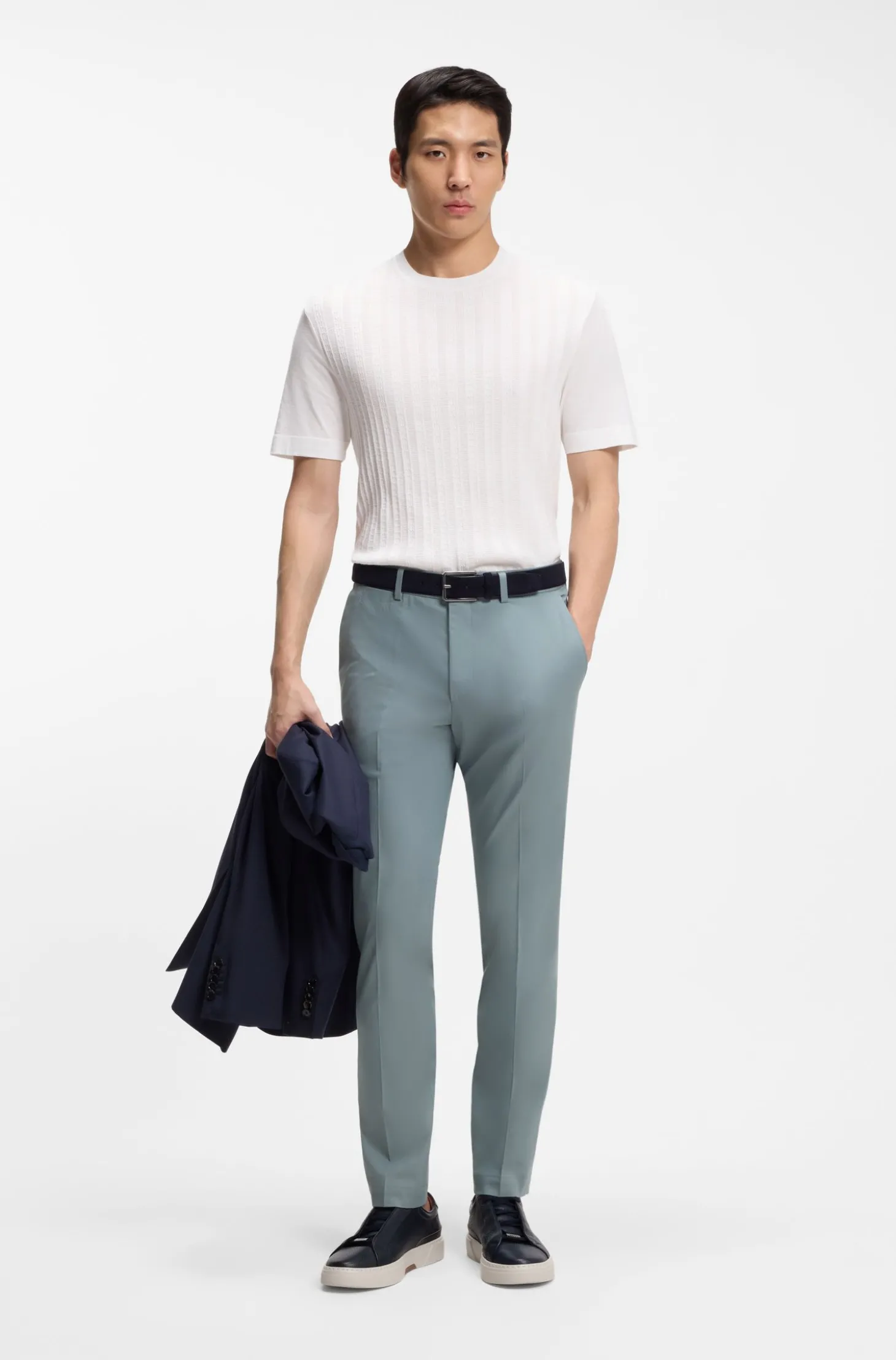 Slim-Fit Hose aus Baumwolle, Seide und Stretch