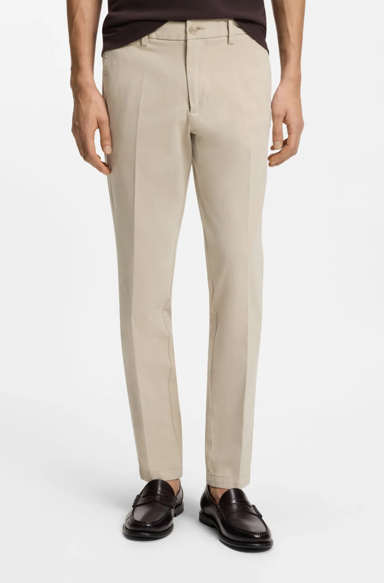 Slim-Fit Hose aus elastischer Baumwoll-Gabardine