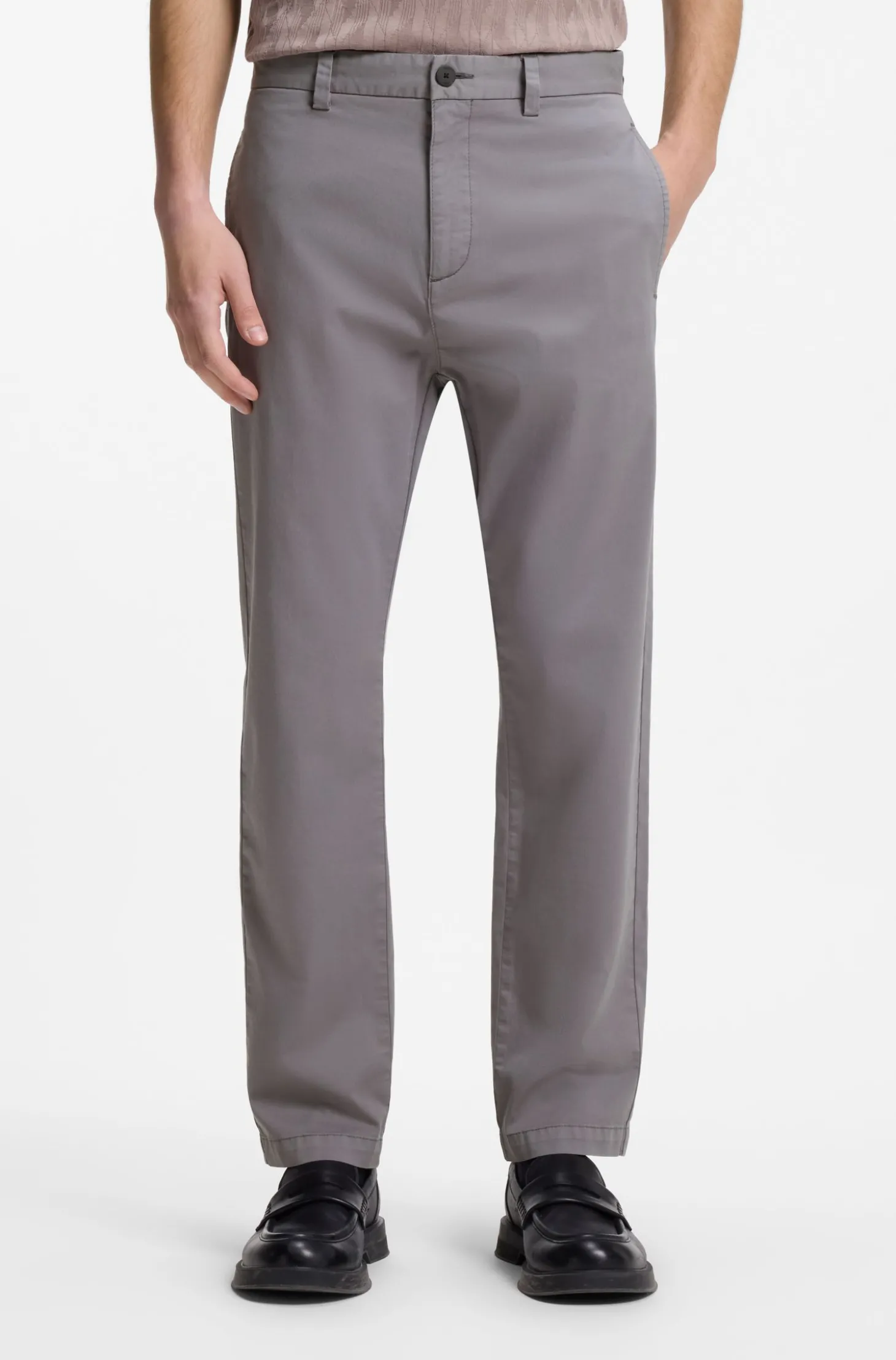 Slim-Fit Hose aus elastischer Baumwoll-Gabardine