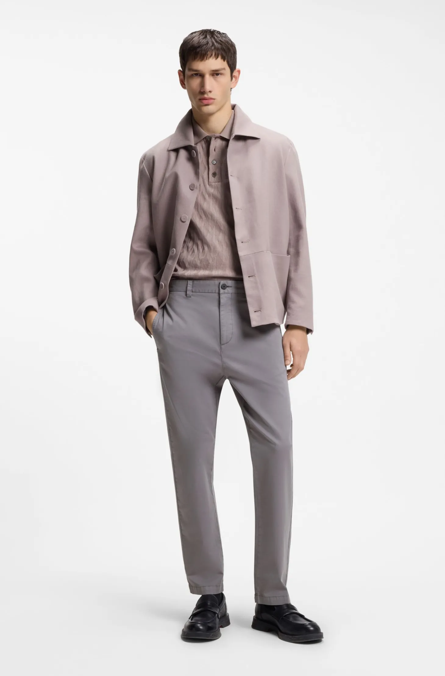Slim-Fit Hose aus elastischer Baumwoll-Gabardine