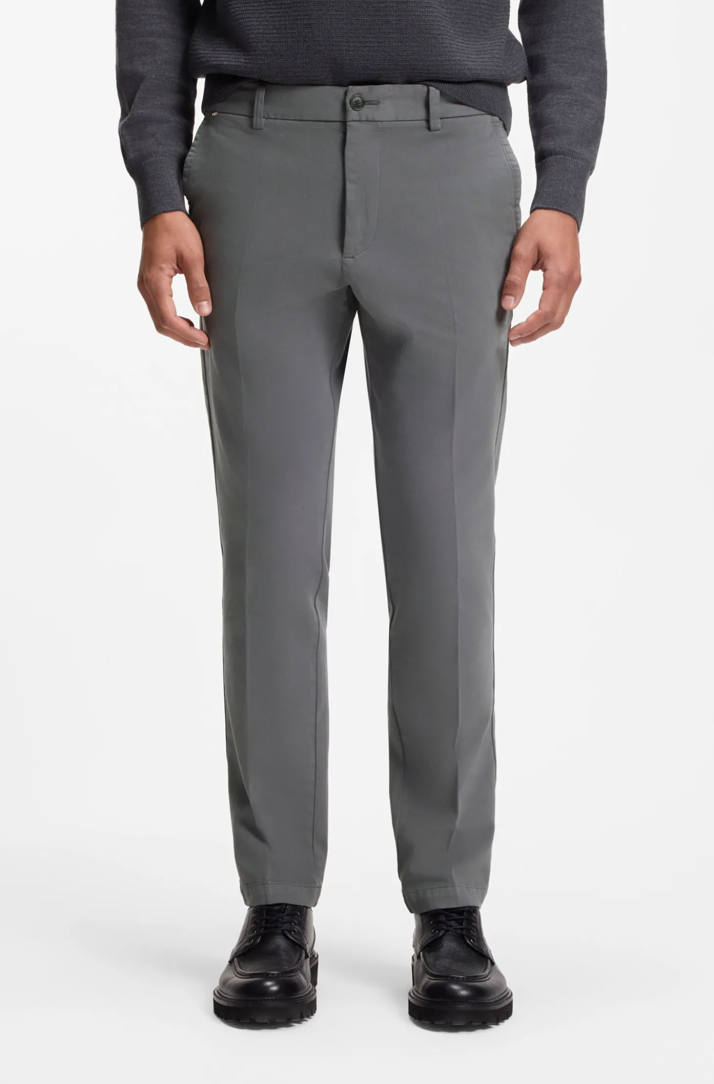 Slim-Fit Hose aus elastischer Baumwoll-Gabardine