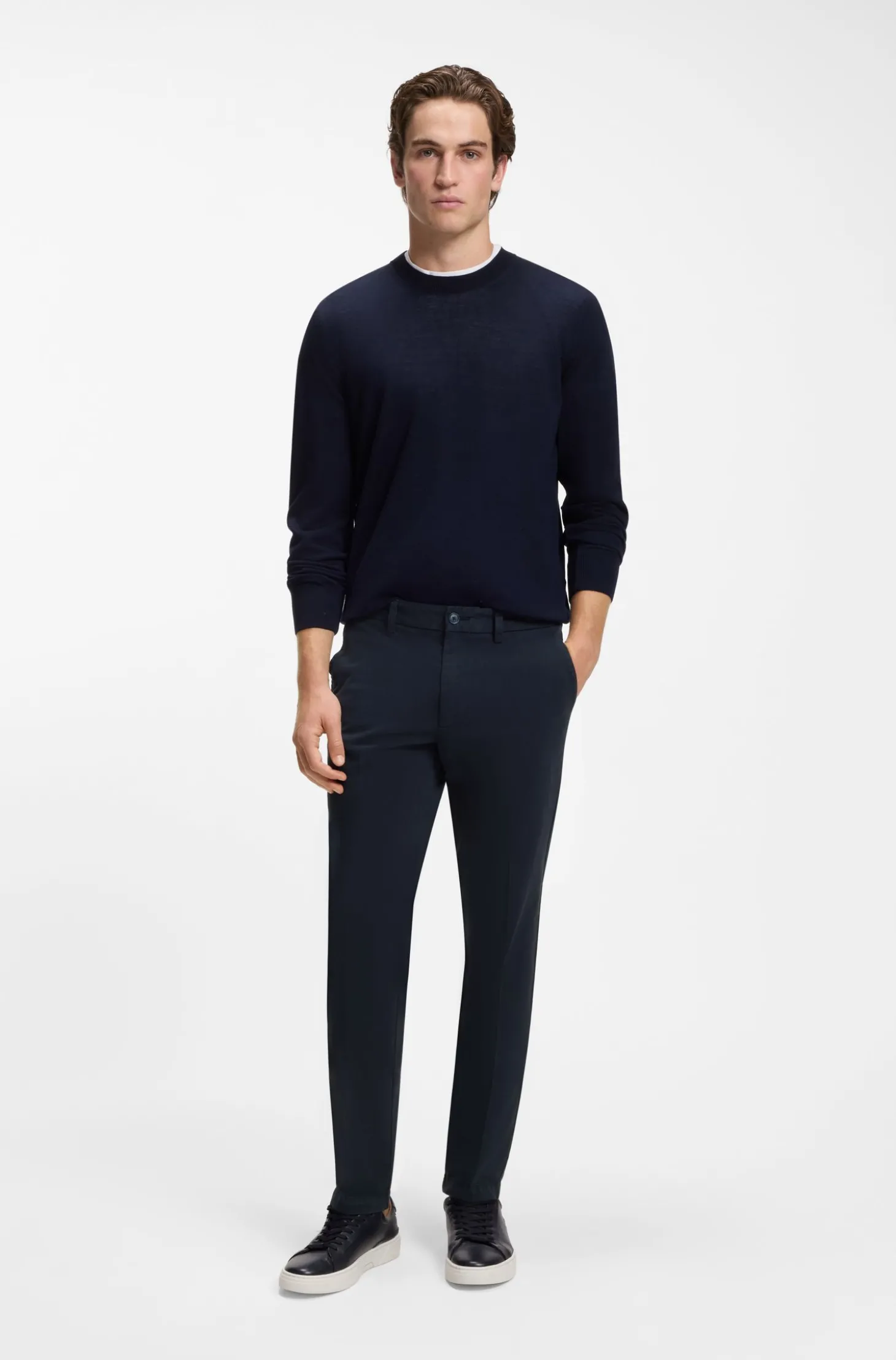 Slim-Fit Hose aus elastischer Baumwoll-Gabardine