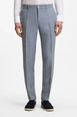 Slim-Fit Hose aus gemustertem Leinen