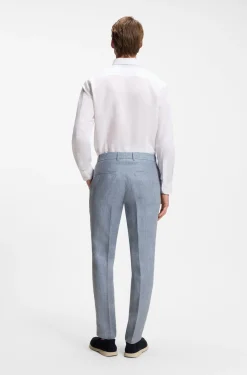 Slim-Fit Hose aus gemustertem Leinen