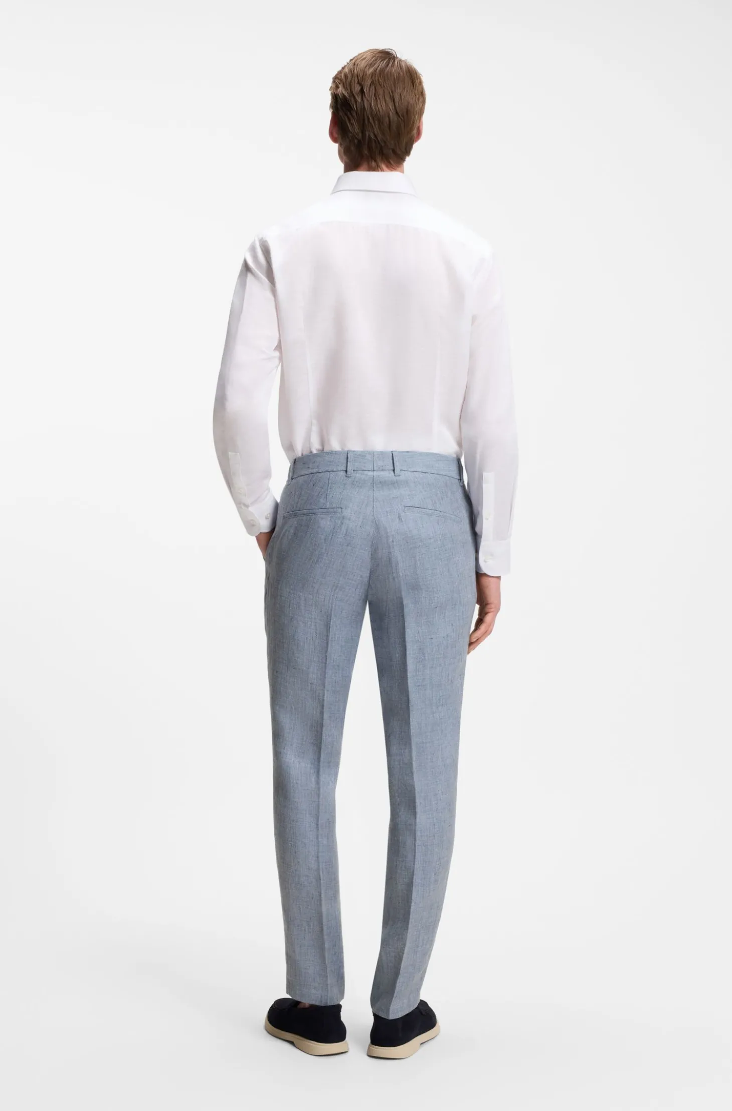 Slim-Fit Hose aus gemustertem Leinen