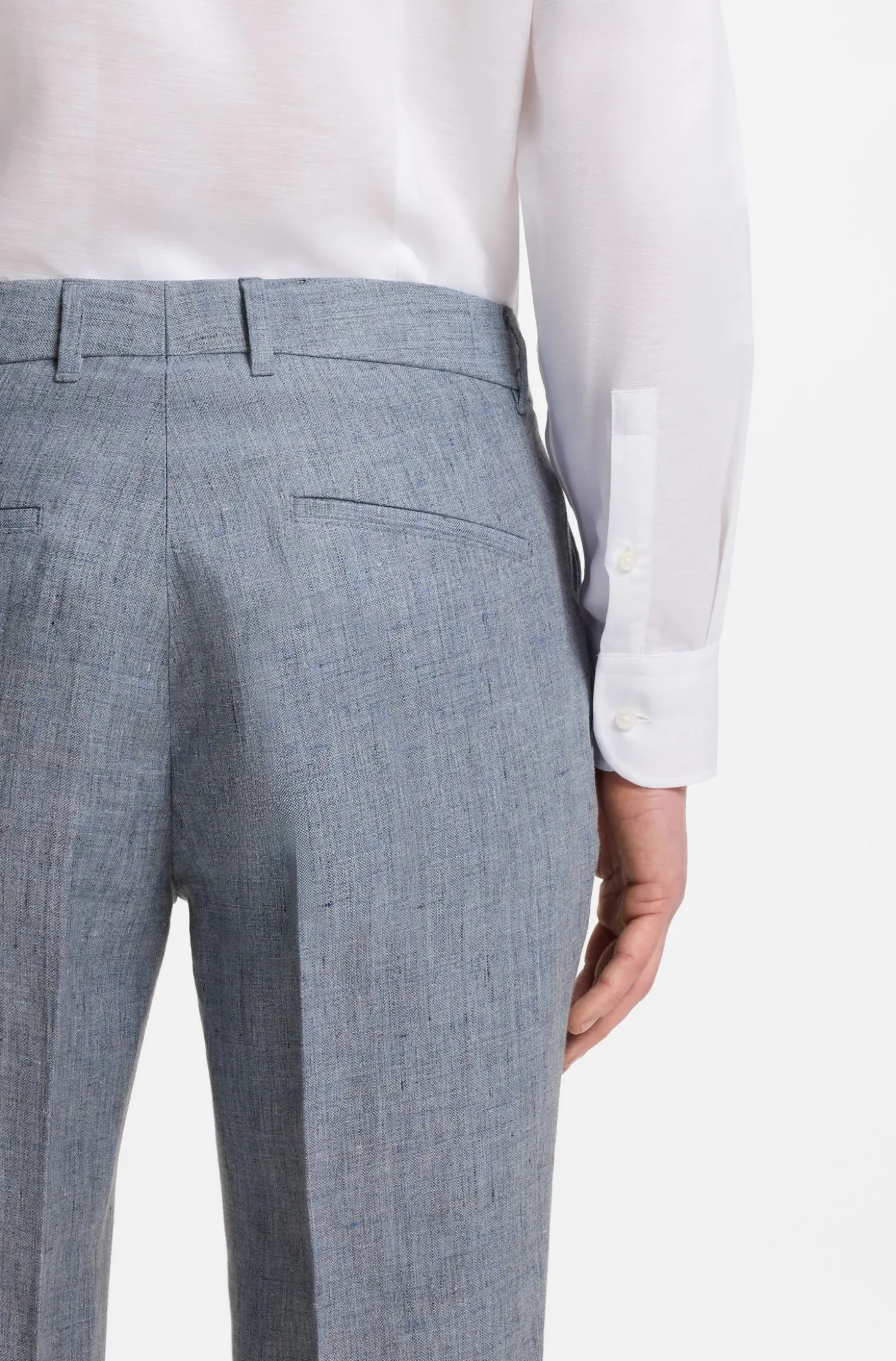 Slim-Fit Hose aus gemustertem Leinen