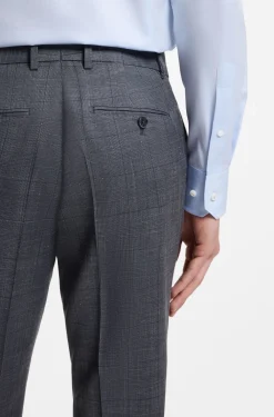 Slim-Fit Hose aus Schurwoll-Mix mit Seide und Leinen