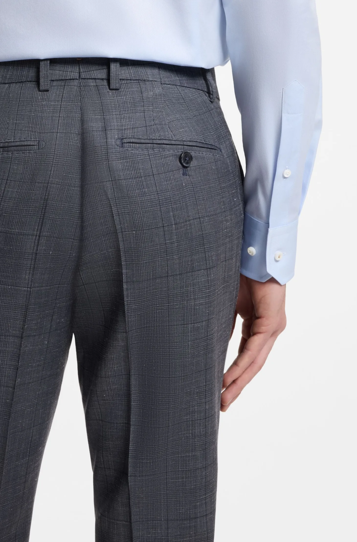 Slim-Fit Hose aus Schurwoll-Mix mit Seide und Leinen
