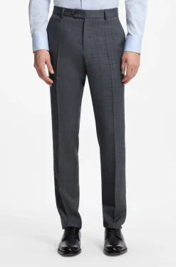 Slim-Fit Hose aus Schurwoll-Mix mit Seide und Leinen