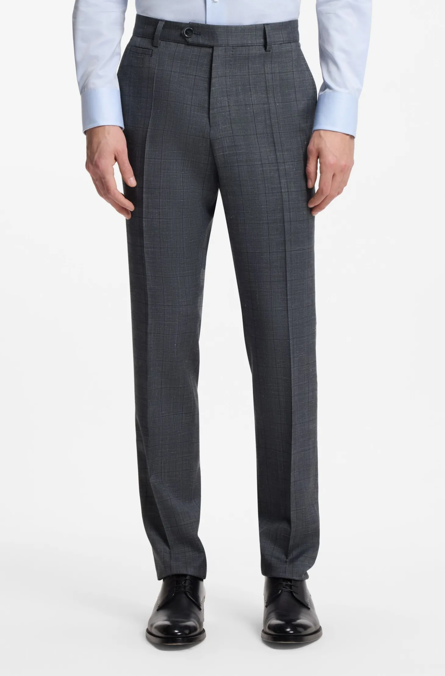 Slim-Fit Hose aus Schurwoll-Mix mit Seide und Leinen