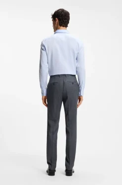 Slim-Fit Hose aus Schurwoll-Mix mit Seide und Leinen