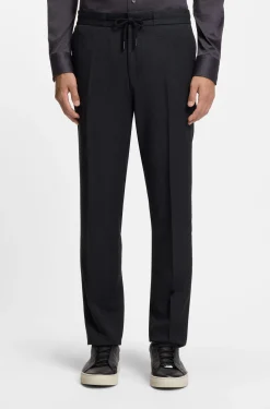 Slim-Fit Hose aus Schurwoll-Mix mit Seide