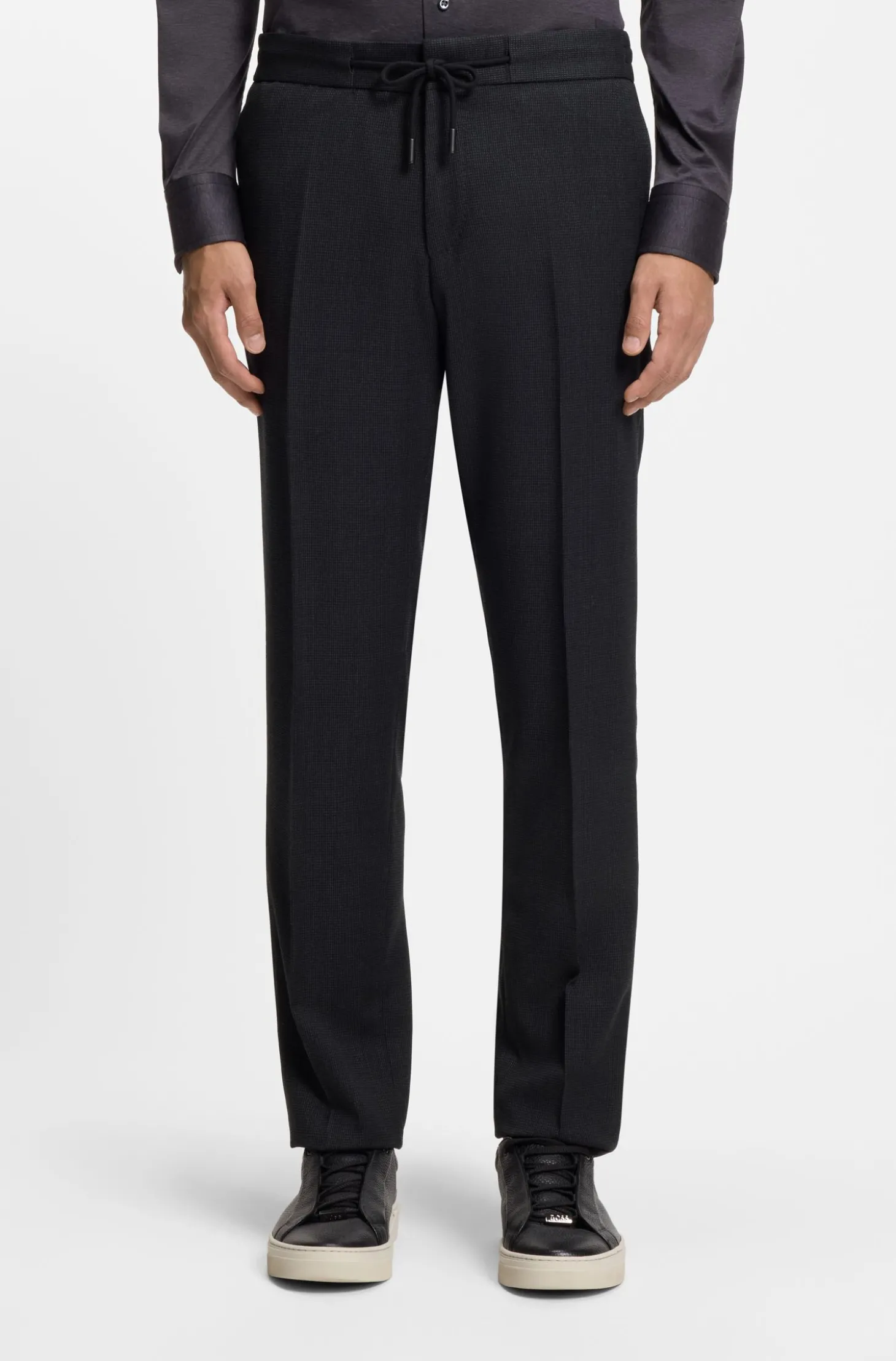 Slim-Fit Hose aus Schurwoll-Mix mit Seide