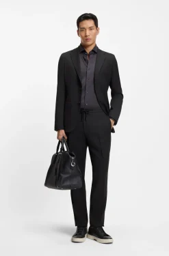 Slim-Fit Hose aus Schurwoll-Mix mit Seide