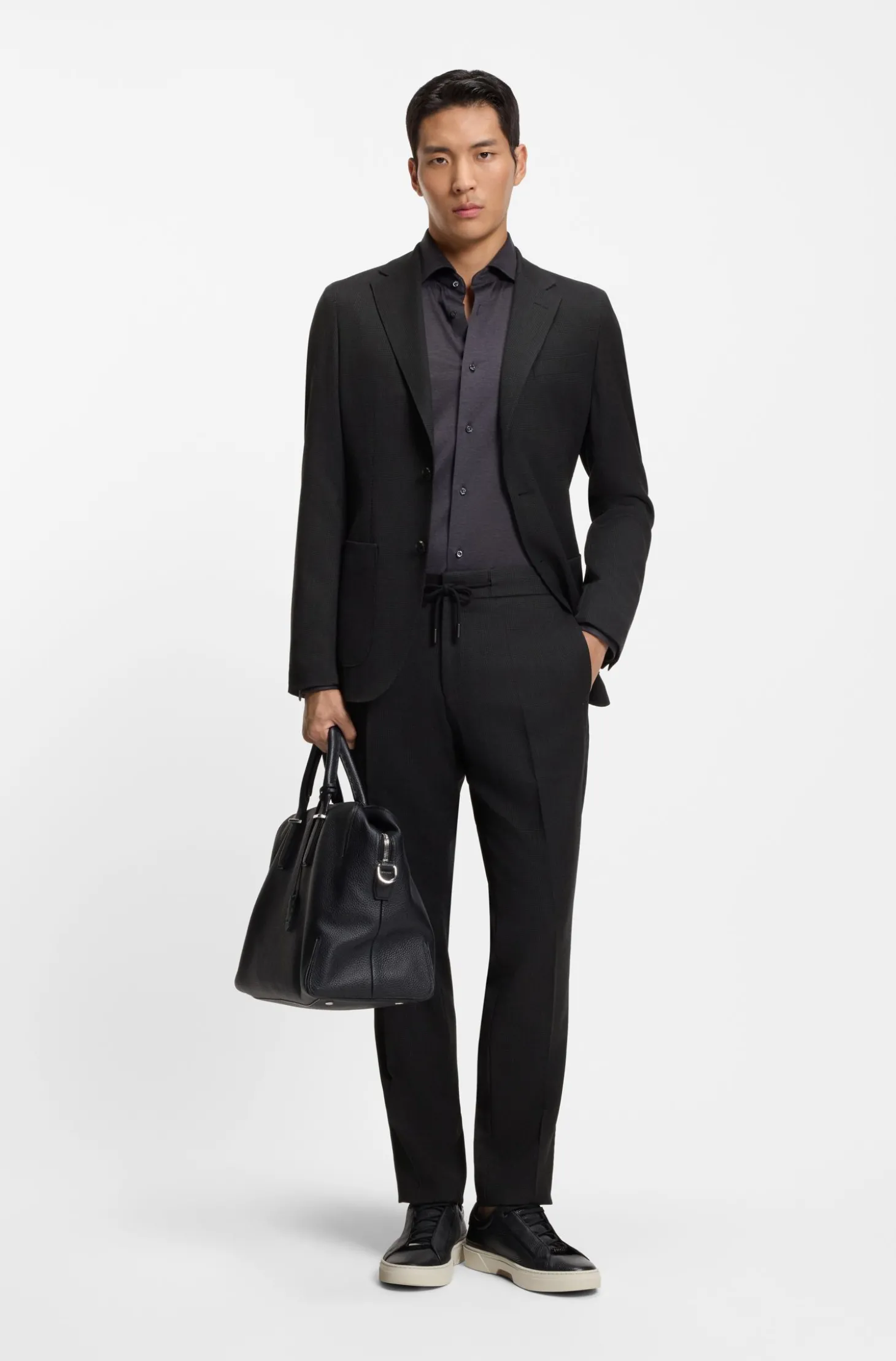 Slim-Fit Hose aus Schurwoll-Mix mit Seide