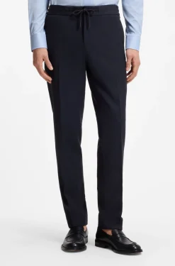Slim-Fit Hose aus Schurwoll-Mix mit Seide