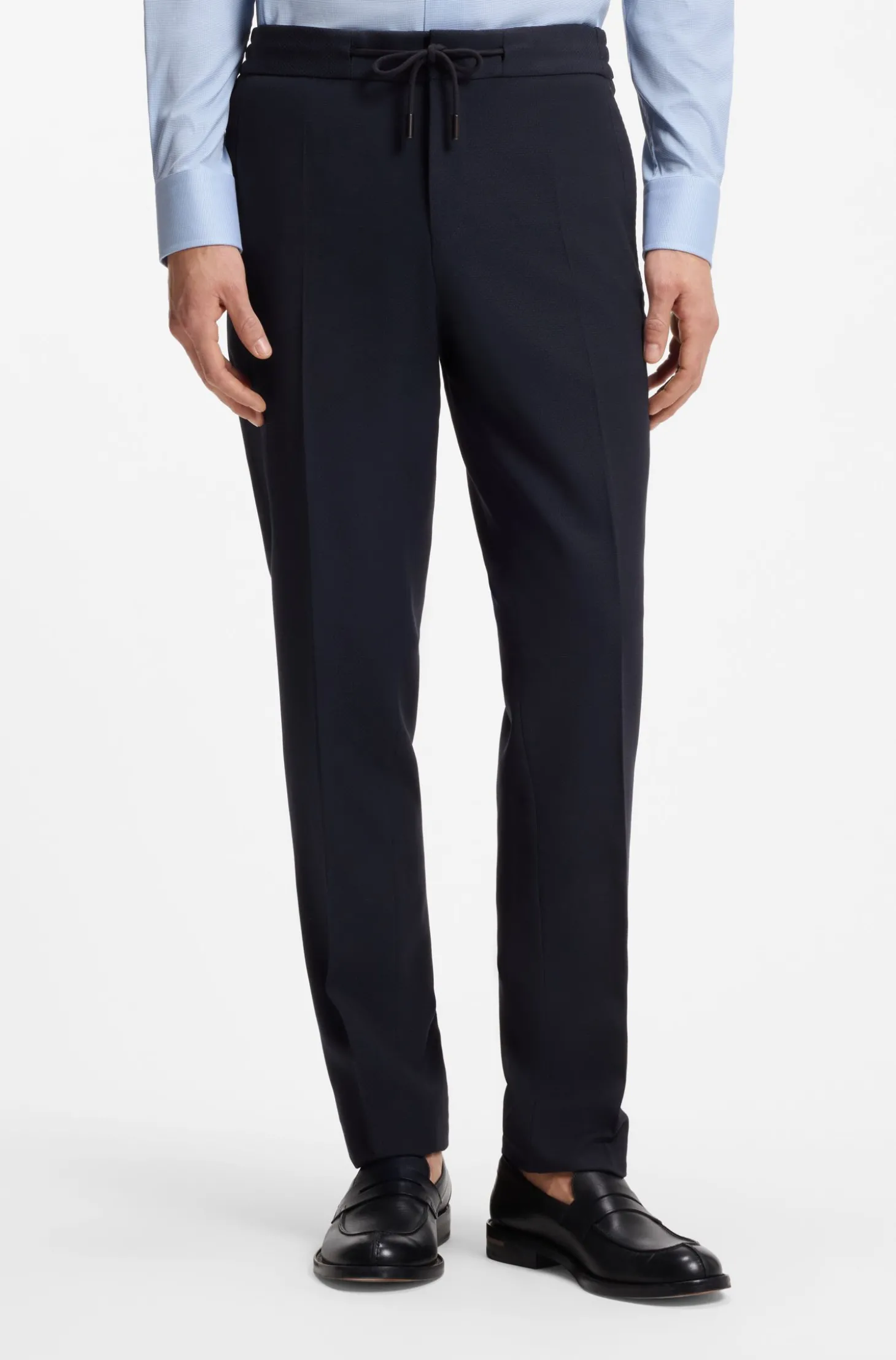 Slim-Fit Hose aus Schurwoll-Mix mit Seide