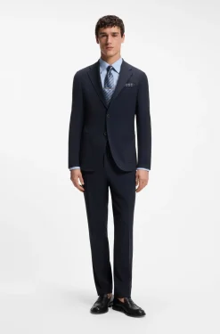 Slim-Fit Hose aus Schurwoll-Mix mit Seide