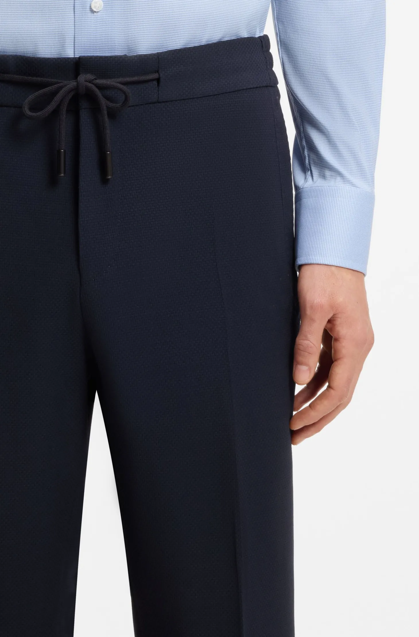 Slim-Fit Hose aus Schurwoll-Mix mit Seide