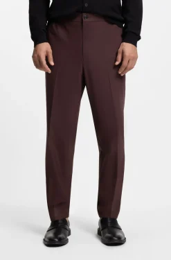 Slim-Fit Hose aus Woll-Mix mit Popeline-Struktur