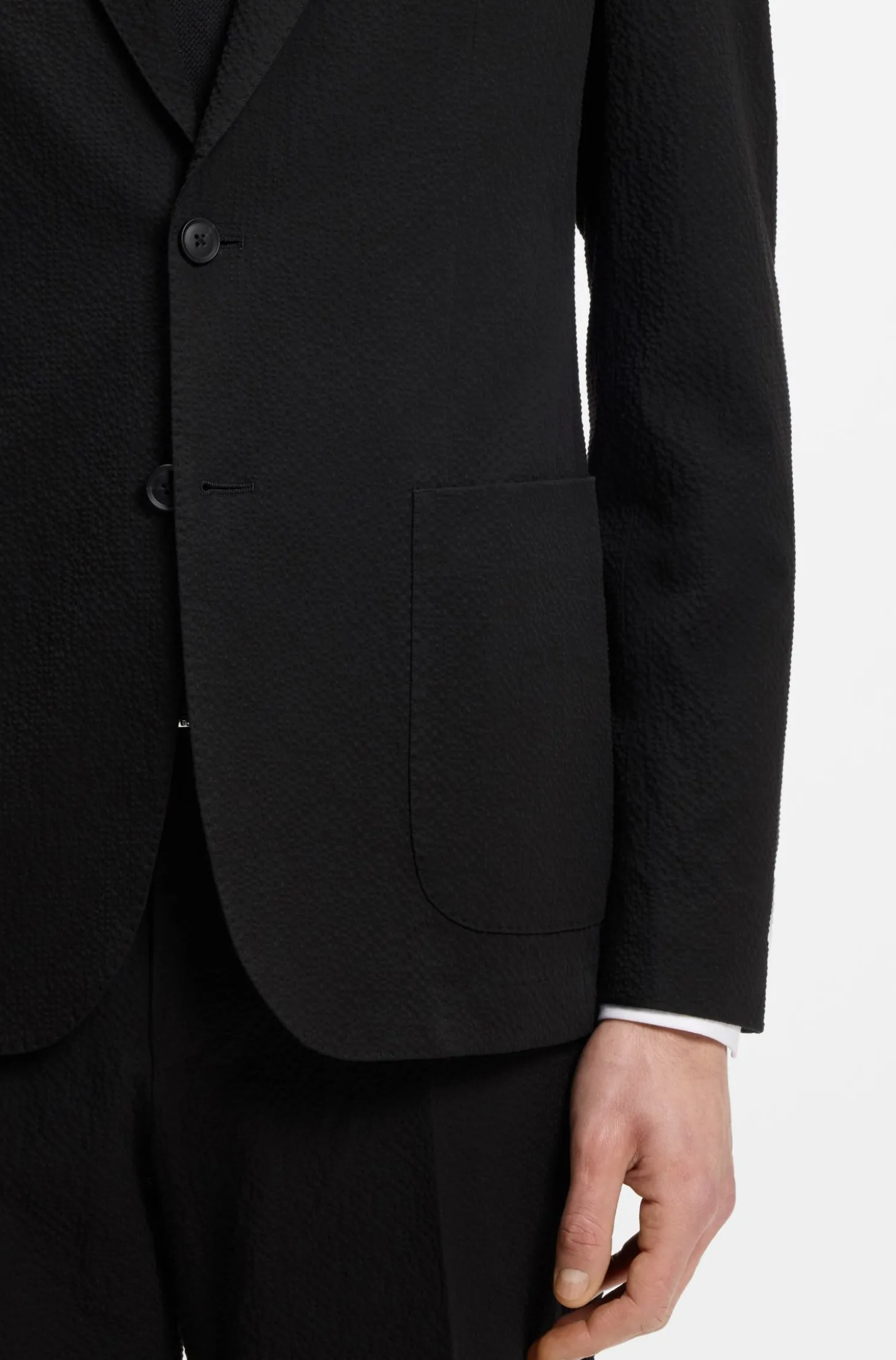 Slim-Fit Jacke aus elastischem Baumwoll-Seersucker