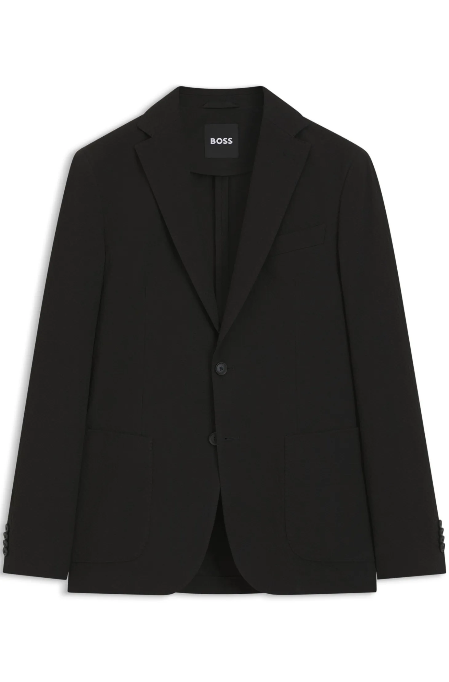 Slim-Fit Jacke aus elastischem Baumwoll-Seersucker
