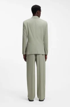 Slim-Fit Jacke aus Woll-Mix mit Popeline-Struktur