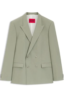 Slim-Fit Jacke aus Woll-Mix mit Popeline-Struktur