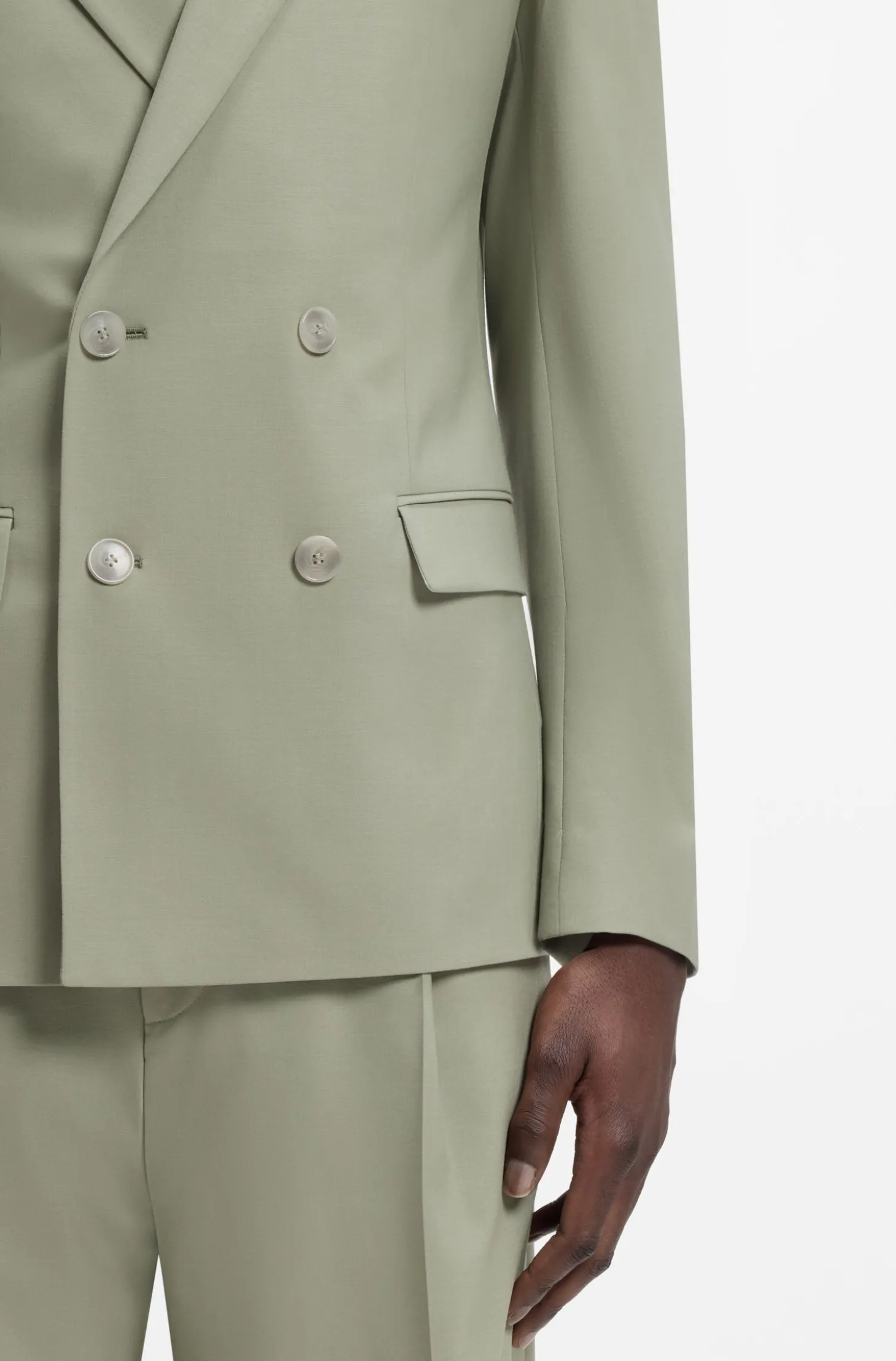 Slim-Fit Jacke aus Woll-Mix mit Popeline-Struktur