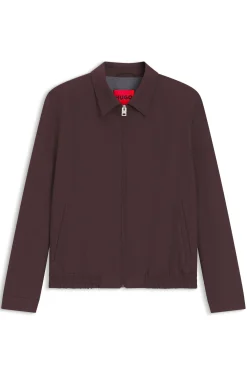 Slim-Fit Jacke aus Woll-Mix mit Popeline-Struktur