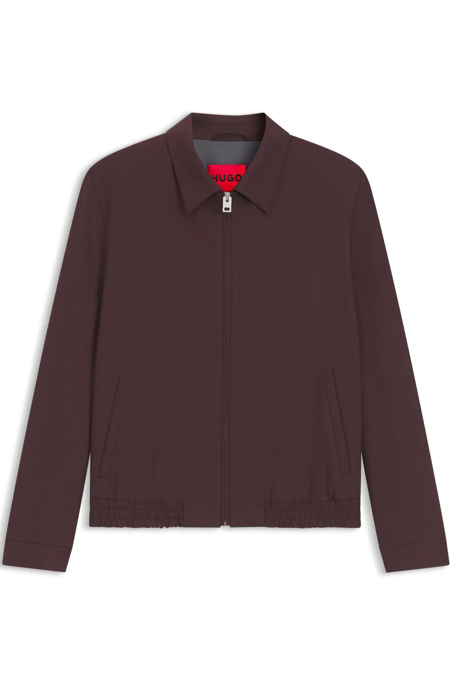 Slim-Fit Jacke aus Woll-Mix mit Popeline-Struktur