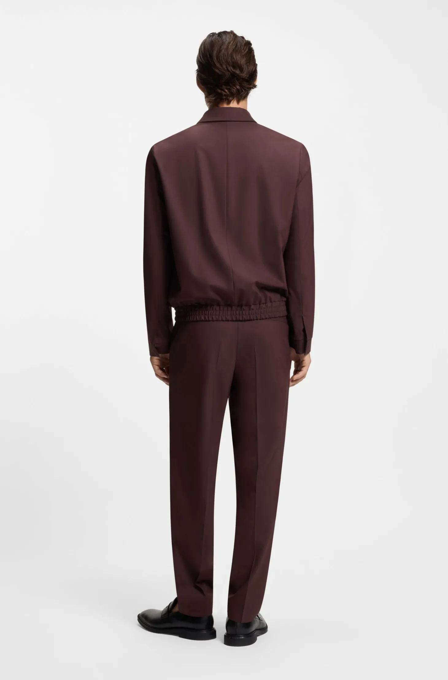 Slim-Fit Jacke aus Woll-Mix mit Popeline-Struktur