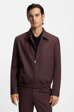 Slim-Fit Jacke aus Woll-Mix mit Popeline-Struktur