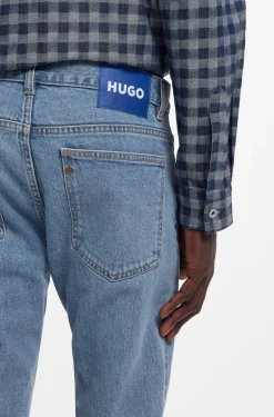 Slim-Fit Jeans aus blauem Stretch-Denim mit Vintage-Waschung