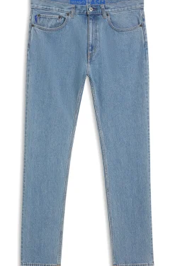 Slim-Fit Jeans aus blauem Stretch-Denim mit Vintage-Waschung