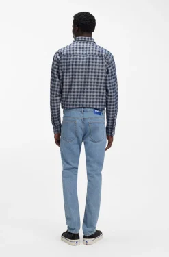 Slim-Fit Jeans aus blauem Stretch-Denim mit Vintage-Waschung