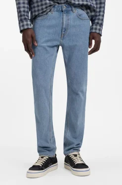 Slim-Fit Jeans aus blauem Stretch-Denim mit Vintage-Waschung