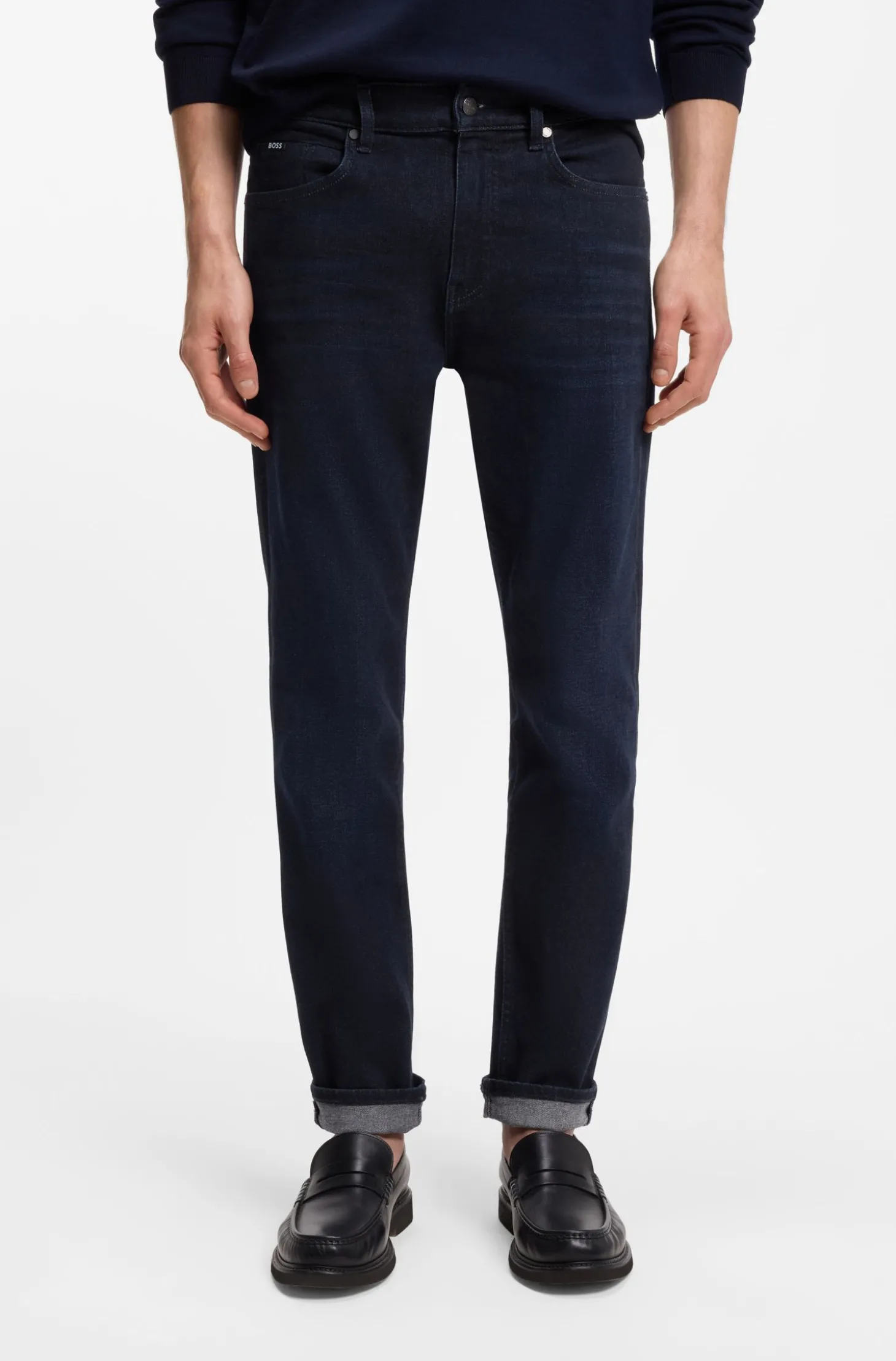 Slim-Fit Jeans aus dunkelblauem Stretch-Denim