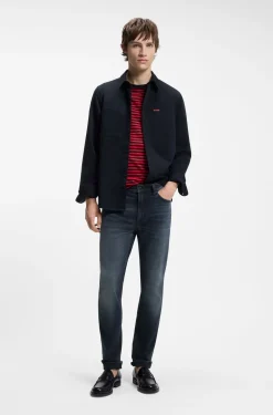 Slim-Fit Jeans aus dunkelblauem Stretch-Denim