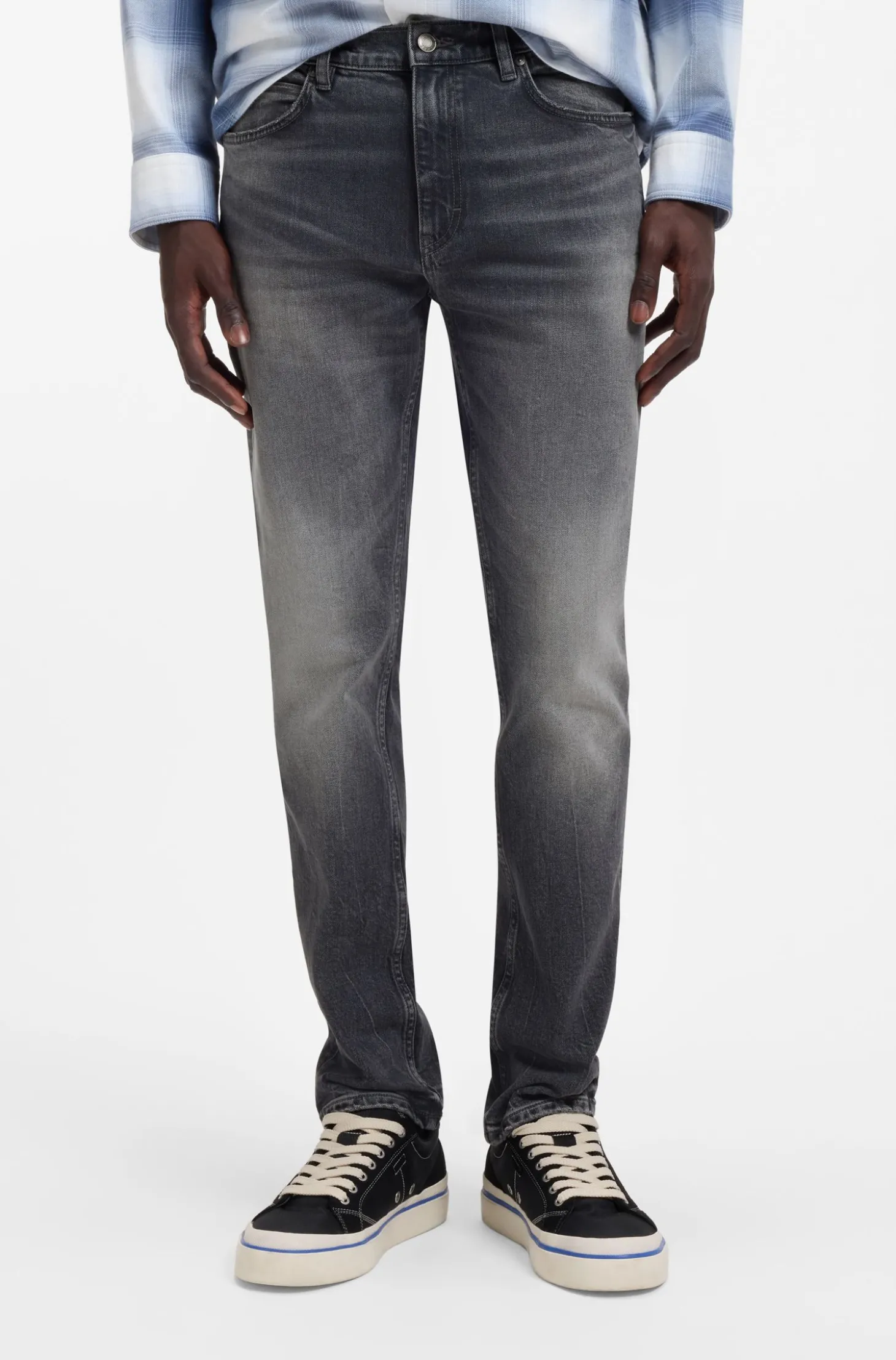 Slim-Fit Jeans aus grauem Stretch-Denim