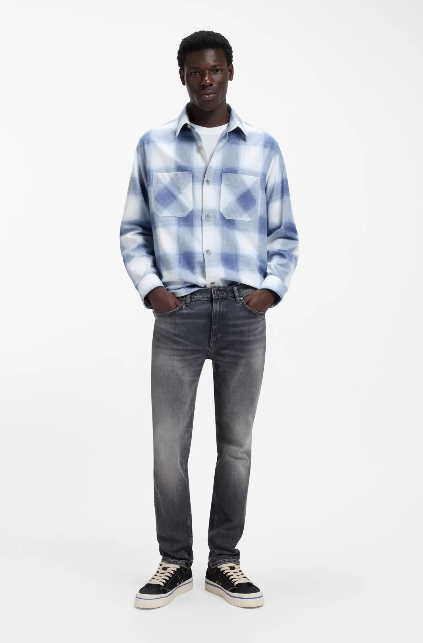 Slim-Fit Jeans aus grauem Stretch-Denim