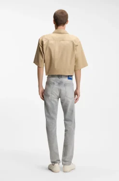 Slim-Fit Jeans aus grauem Used-Denim
