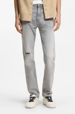 Slim-Fit Jeans aus grauem Used-Denim